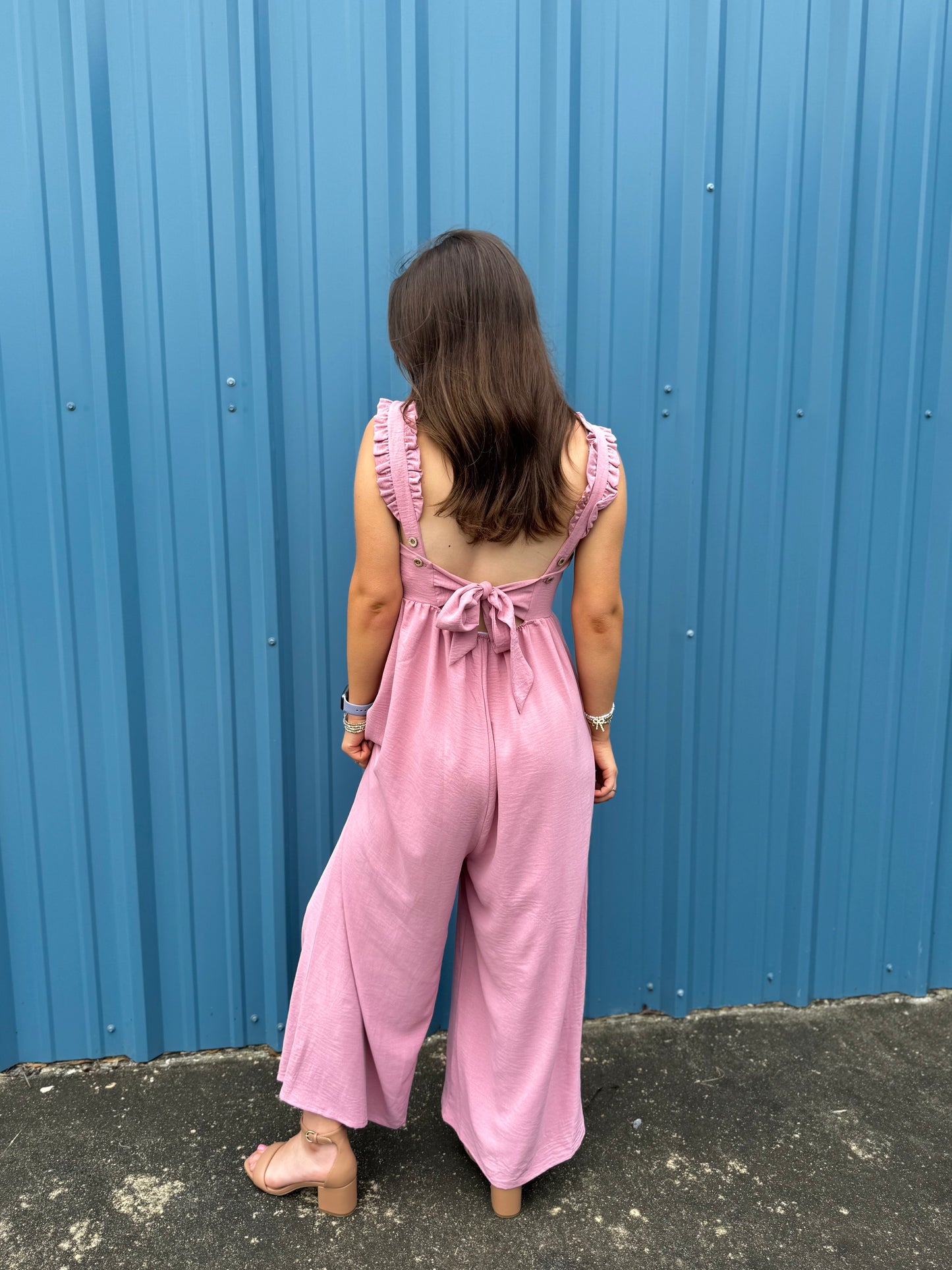 Frilled Sleeveless Back Bow Jumpsuit