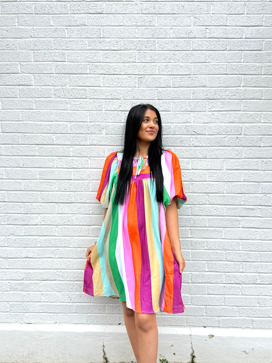 Babydoll Multicolor Stripe Dress