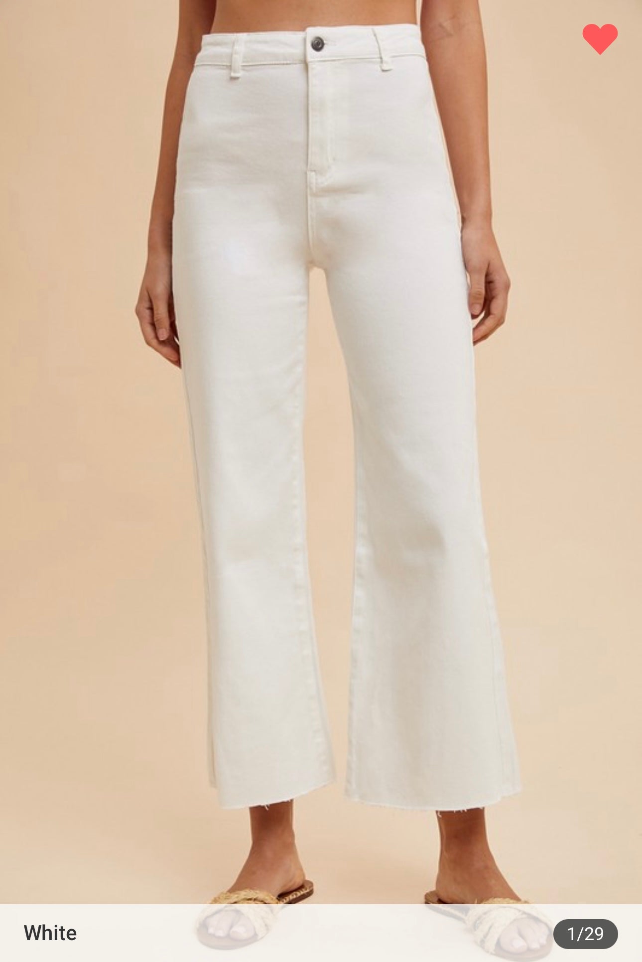 Stretch Wide Leg Denim Jeans, White